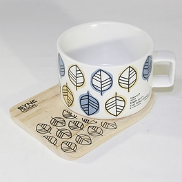 Blancho Bedding [Simple Leaf] Espresso Cup / Wood Coaster (2.5 Inch Height)