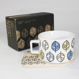 blancho bedding [Simple Leaf] Espresso Cup / Wood Coaster (2.5 inch height)