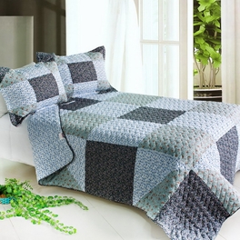 blancho bedding [Simple Life] Cotton 3PC Vermicelli-Quilted Patchwork Quilt Set (Full/Queen Size)