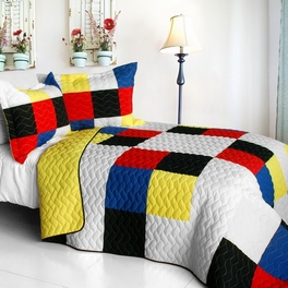 blancho bedding [Smashing Patchword - A] Vermicelli-Quilted Patchwork Quilt Set Full/Queen