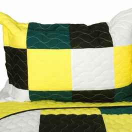 Blancho Bedding [Smashing Patchword - B] Vermicelli-Quilted Patchwork Quilt Set Full/Queen