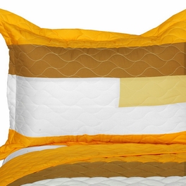 Blancho Bedding [Smashing] Vermicelli-Quilted Patchwork Striped Quilt Set Full/Queen