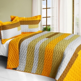 blancho bedding [Smashing] Vermicelli-Quilted Patchwork Striped Quilt Set Full/Queen