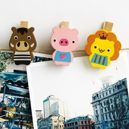 Blancho Bedding [Smile Animals-A] - Wooden Clips / Wooden Clamps / Mini Clips
