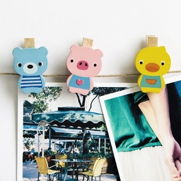 Blancho Bedding [Smile Animals-B] - Wooden Clips / Wooden Clamps / Mini Clips