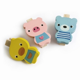 blancho bedding [Smile Animals-B] - Wooden Clips / Wooden Clamps / Mini Clips