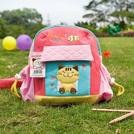 blancho bedding [Smile Cat] Embroidered Applique Kids School Backpack / Outdoor Backpack (7.9*8.7*2.4)