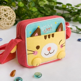 Blancho Bedding [Smile Cat] Embroidered Applique Swingpack Bag Purse / Wallet Bag / Shoulder Bag (5.5*4.7*1.2)