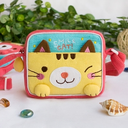 blancho bedding [Smile Cat] Embroidered Applique Swingpack Bag Purse / Wallet Bag / Shoulder Bag (5.5*4.7*1.2)