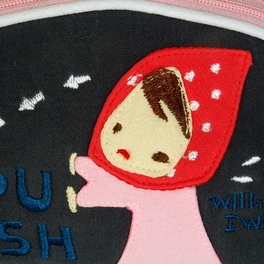 Blancho Bedding [Smiling Girl] Embroidered Applique Fabric Art Wrist Wallet / Coin Purse / Wrist Pack (5.9*3.9)