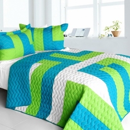 blancho bedding [Sofia Jannok] Vermicelli-Quilted Patchwork Geometric Quilt Set Full/Queen