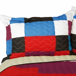 Blancho Bedding [Solid Serenade] 3PC Vermicelli - Quilted Patchwork Quilt Set (Full/Queen Size)