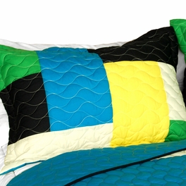 Blancho Bedding [Soul Soup] 3PC Vermicelli-Quilted Patchwork Quilt Set (Full/Queen Size)