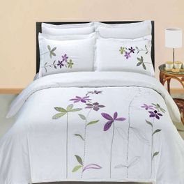 blancho bedding [South Garden Embroidered Printed Multi] 3PC Duvet covers Set (King/Cal-king)