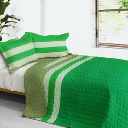 blancho bedding [Spring Breeze] 3PC Vermicelli-Quilted Patchwork Quilt Set (Full/Queen Size)