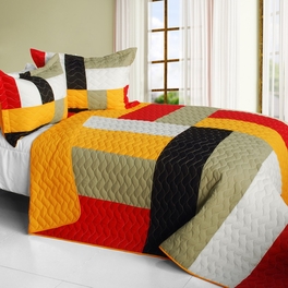 blancho bedding [Stable Life] 3PC Vermicelli-Quilted Patchwork Quilt Set (Full/Queen Size)