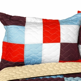 Blancho Bedding [Star Swings] Vermicelli-Quilted Patchwork Geometric Quilt Set Full/Queen