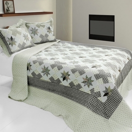blancho bedding [Starry Sky] 3PC Cotton Vermicelli-Quilted Printed Quilt Set (Full/Queen Size)