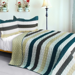 blancho bedding [Stella Wish] 3PC Vermicelli-Quilted Patchwork Quilt Set (Full/Queen Size)