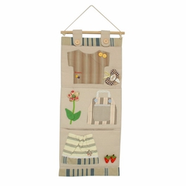 Blancho Bedding [Stripes Clothes] Ivory/Wall Hanging/Wall Pocket/Hanging Baskets/Wall Organizers (11*24)