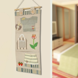 Blancho Bedding [Stripes Clothes] Ivory/Wall Hanging/Wall Pocket/Hanging Baskets/Wall Organizers (11*24)