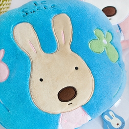 Blancho Bedding [Sugar Rabbit - Round Blue] Blanket Pillow Cushion / Travel Pillow Blanket (25.2 By 37 Inches)