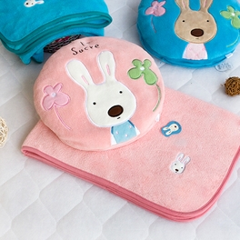 Blancho Bedding [Sugar Rabbit - Round Pink01] Blanket Pillow Cushion / Travel Pillow Blanket (25.2 By 37 Inches)