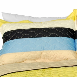 Blancho Bedding [Summer Sorrow] 3PC Vermicelli-Quilted Patchwork Quilt Set (Full/Queen Size)