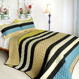 blancho bedding [Summer Sorrow] 3PC Vermicelli-Quilted Patchwork Quilt Set (Full/Queen Size)