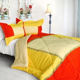 blancho bedding [Summer Sunrise] Quilted Patchwork Down Alternative Comforter Set (Twin Size)
