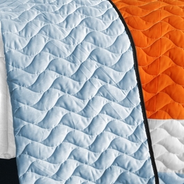 Blancho Bedding [Sun Prairie] Brand New Vermicelli-Quilted Patchwork Quilt Set Full/Queen