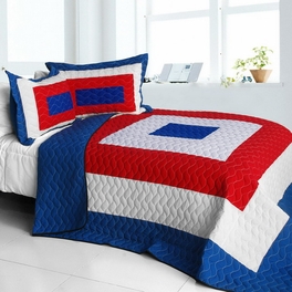 blancho bedding [Sun's Passion] Vermicelli-Quilted Patchwork Geometric Quilt Set Full/Queen