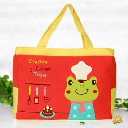 blancho bedding [Sunny Frog] Embroidered Applique Fabric Art Shoulder Tote Bag / Shopper Bag (14.7*9.8*3.7)
