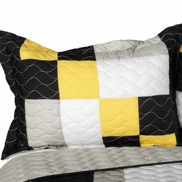 Blancho Bedding [Sunshine City] 3PC Vermicelli-Quilted Patchwork Quilt Set (Full/Queen Size)