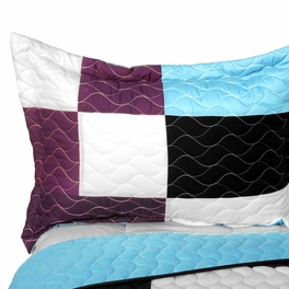 Blancho Bedding [Swaying Lily] 3PC Vermicelli - Quilted Patchwork Quilt Set (Full/Queen Size)