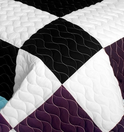 Blancho Bedding [Swaying Lily] 3PC Vermicelli - Quilted Patchwork Quilt Set (Full/Queen Size)