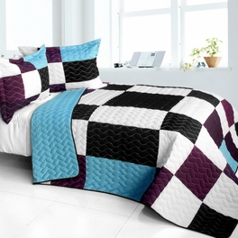 blancho bedding [Swaying Lily] 3PC Vermicelli - Quilted Patchwork Quilt Set (Full/Queen Size)