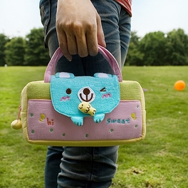 Blancho Bedding [Sweet Bear] Embroidered Applique Kids Mini Handbag / Cosmetic Bag / Travel Wallet (7.8*5.5*1.4)
