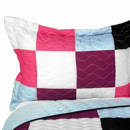 Blancho Bedding [Sweet Berry Smack] 3PC Vermicelli - Quilted Patchwork Quilt Set (Full/Queen Size)
