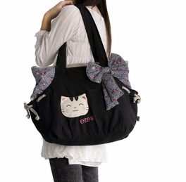 Blancho Bedding [Sweet Cat] 100% Cotton Canvas Shoulder Bag / Swingpack / Travel Bag