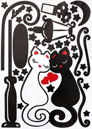 Blancho Bedding Sweet Cats - Hemu Wall Decals Stickers Appliques Home Decor 12.6 BY 23.6 Inches