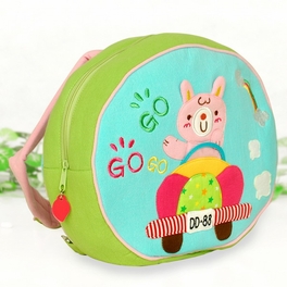 Blancho Bedding [Sweet Rabbit] Embroidered Applique Kids Fabric Art School Backpack / Outdoor Backpack (9.6*8.3*2.7)