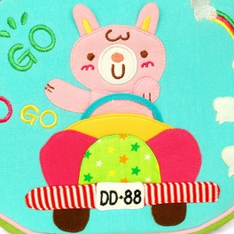 Blancho Bedding [Sweet Rabbit] Embroidered Applique Kids Fabric Art School Backpack / Outdoor Backpack (9.6*8.3*2.7)