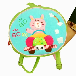 Blancho Bedding [Sweet Rabbit] Embroidered Applique Kids Fabric Art School Backpack / Outdoor Backpack (9.6*8.3*2.7)