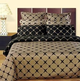 blancho bedding Taupe and Black 8PC Bloomingdale Duvet covers and sheet set(Full Size)
