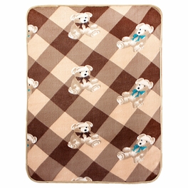 Blancho Bedding [Teddy Bear - Brown] Korean Coral Fleece Mini Baby Throw Blanket (27.6 By 38.6 Inches)