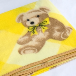 Blancho Bedding [Teddy Bear - Yellow] Korean Coral Fleece Mini Baby Throw Blanket (27.6 By 38.6 Inches)
