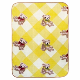 Blancho Bedding [Teddy Bear - Yellow] Korean Coral Fleece Mini Baby Throw Blanket (27.6 By 38.6 Inches)