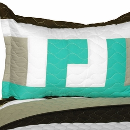Blancho Bedding [Tetris - B] Vermicelli-Quilted Patchwork Geometric Quilt Set Full/Queen