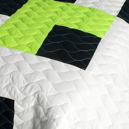 Blancho Bedding [Tetris - C] Vermicelli-Quilted Patchwork Geometric Quilt Set Full/Queen